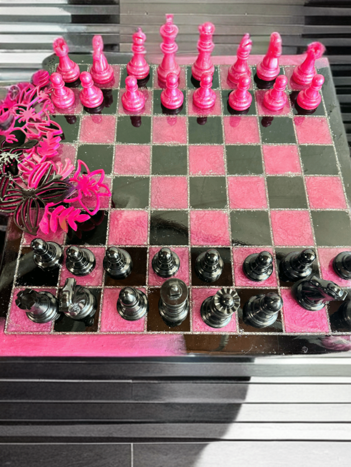Pink Glitter & Onyx Statement Board